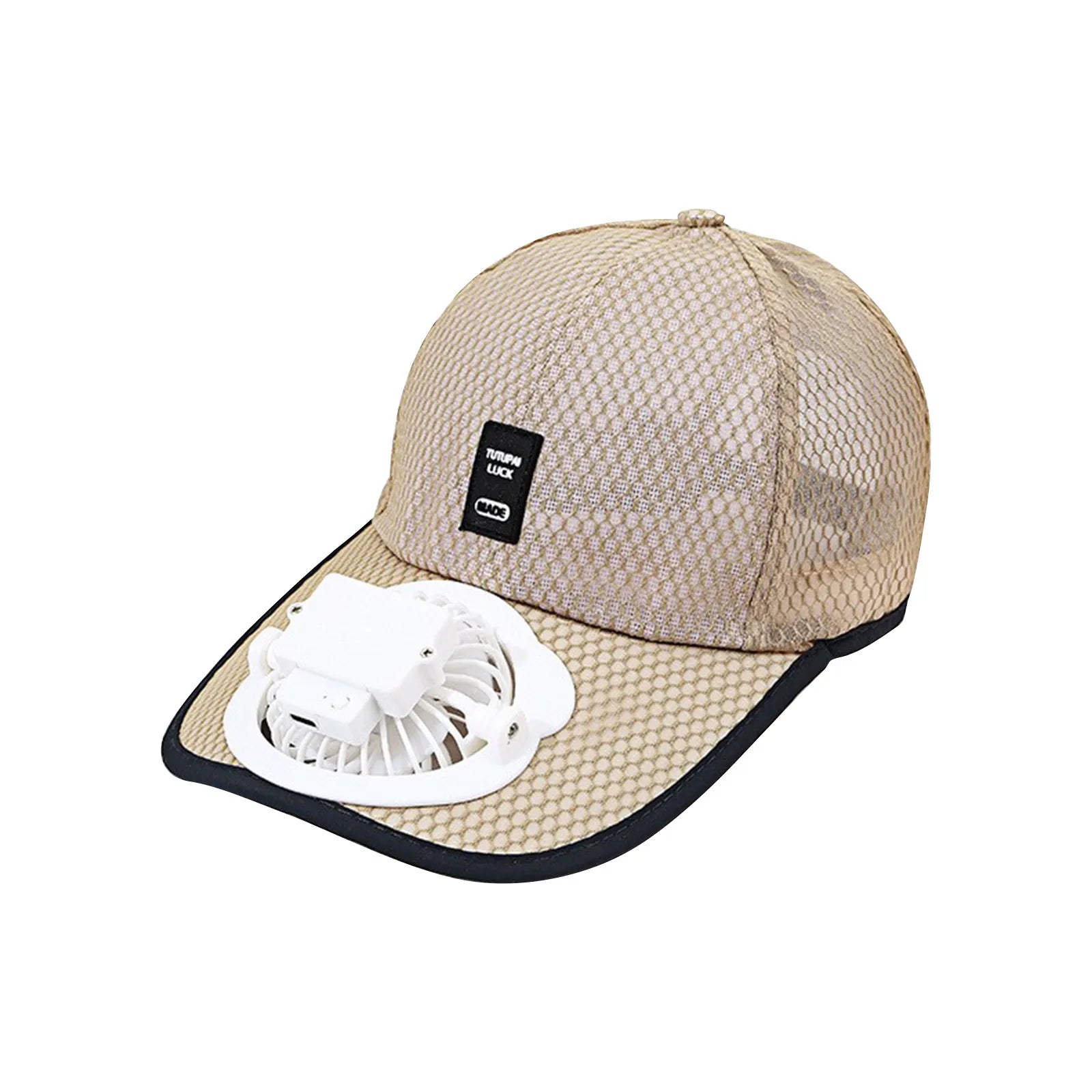Summer Fan Hat – Mesh Baseball Cap with Embroidered Letter & Built-In Cooling Fan for Men & Women