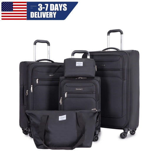 5-Piece Expandable Softside Luggage Set – Lightweight Travel Spinner Cases + Duffel Bag