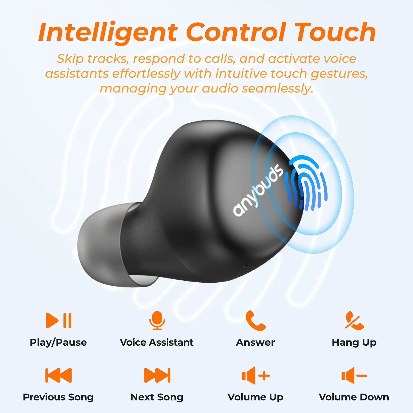 TWS Wireless Bluetooth Earbuds – HD Calls, Noise Cancel, Ergonomic Fit & IPX5 Touch Control