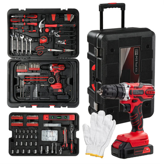 “599-Piece Home Tool Set Kit – Rolling Tool Box with 21V Max Cordless Drill & Mechanic Tools for Auto Repair & DIY”
