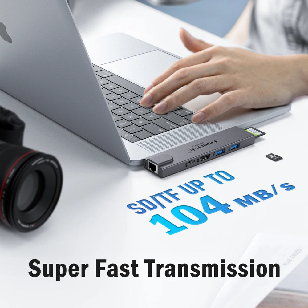 Lemorele TC47 7-in-2 USB-C Hub – Thunderbolt 3, 4K@60Hz HDMI, 100 W PD & Gigabit Ethernet Docking Station