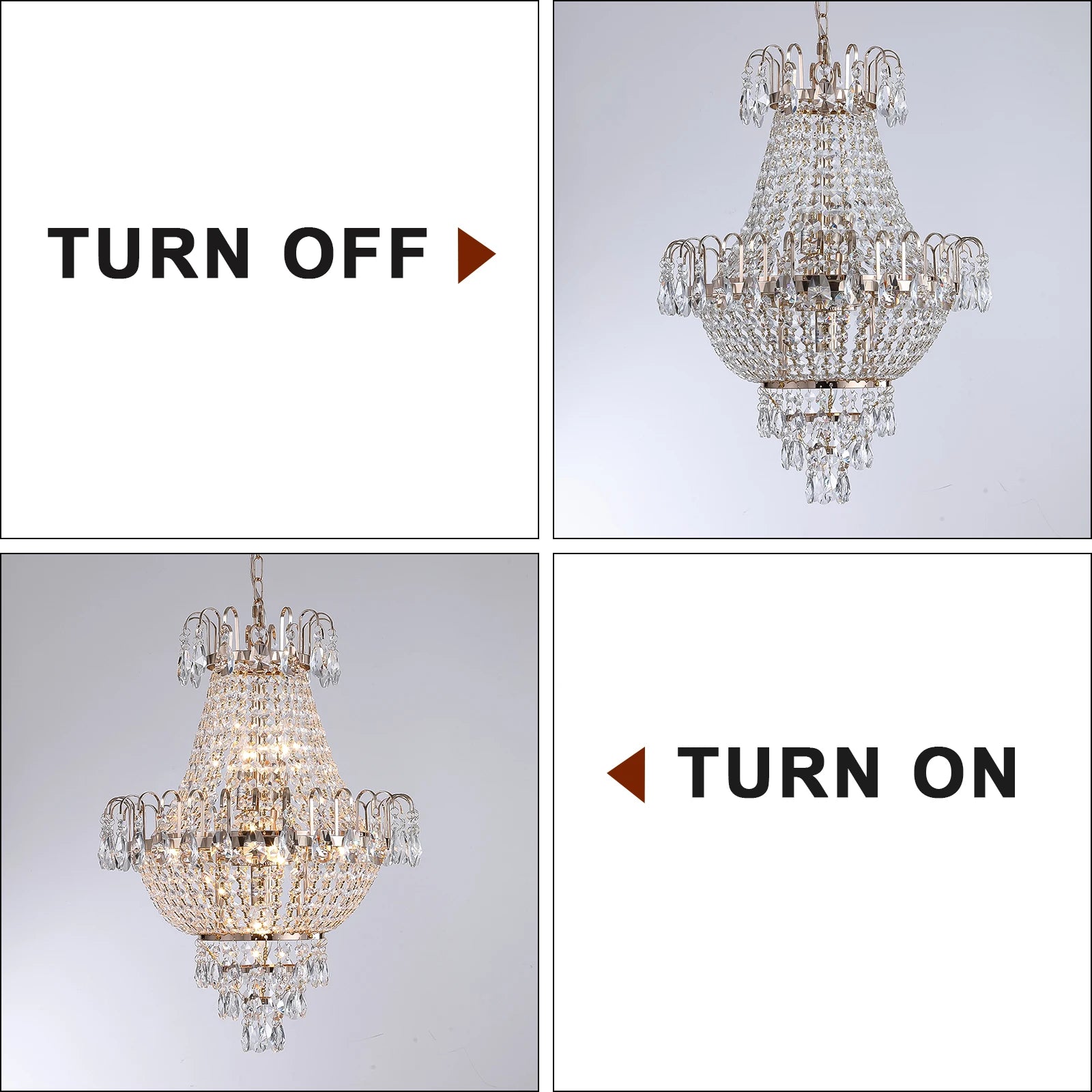Arlgsite Luxury Gold Crystal Chandelier – Elegant K9 Crystal Ceiling Light for Living Room, Dining Room & Hallway