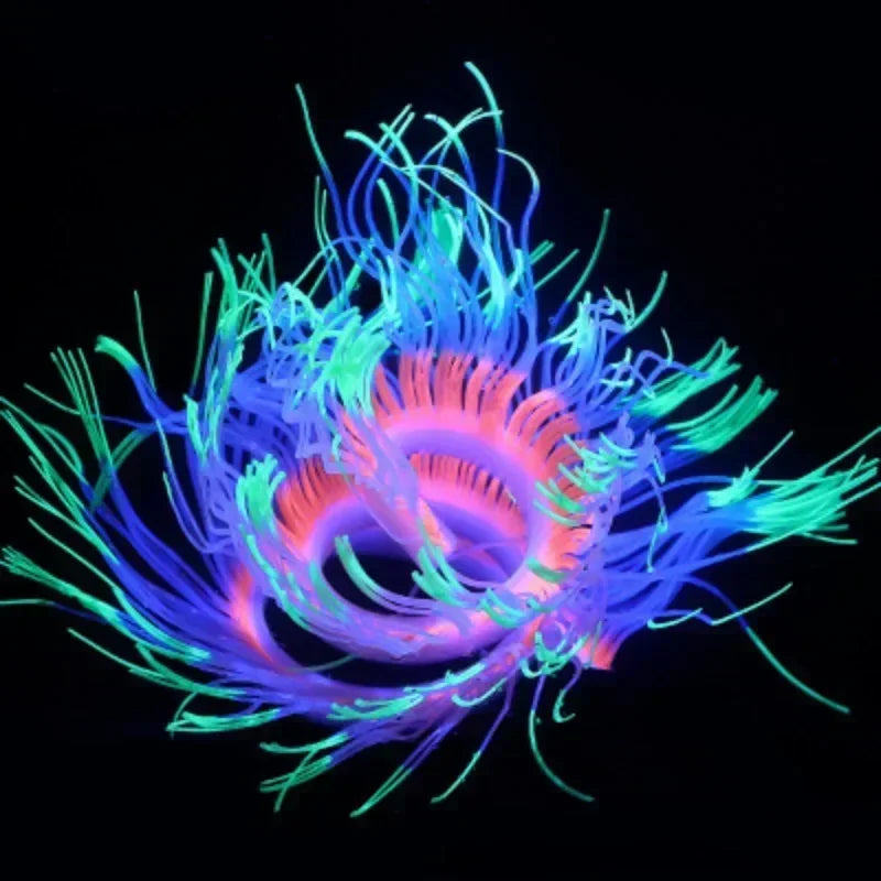 Glow-in-Dark Silicone Coral Aquarium Decor – Fluorescent Sea Anemone Simulation for Fish Tank Landscape