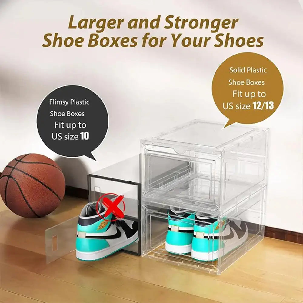 Shoe Storage Box (4pack) Shoes Organizer Auto-Opening White Shoe-shelf Home Furniture Cabinets for Living Room Shoerack Cabinet - PulinGO