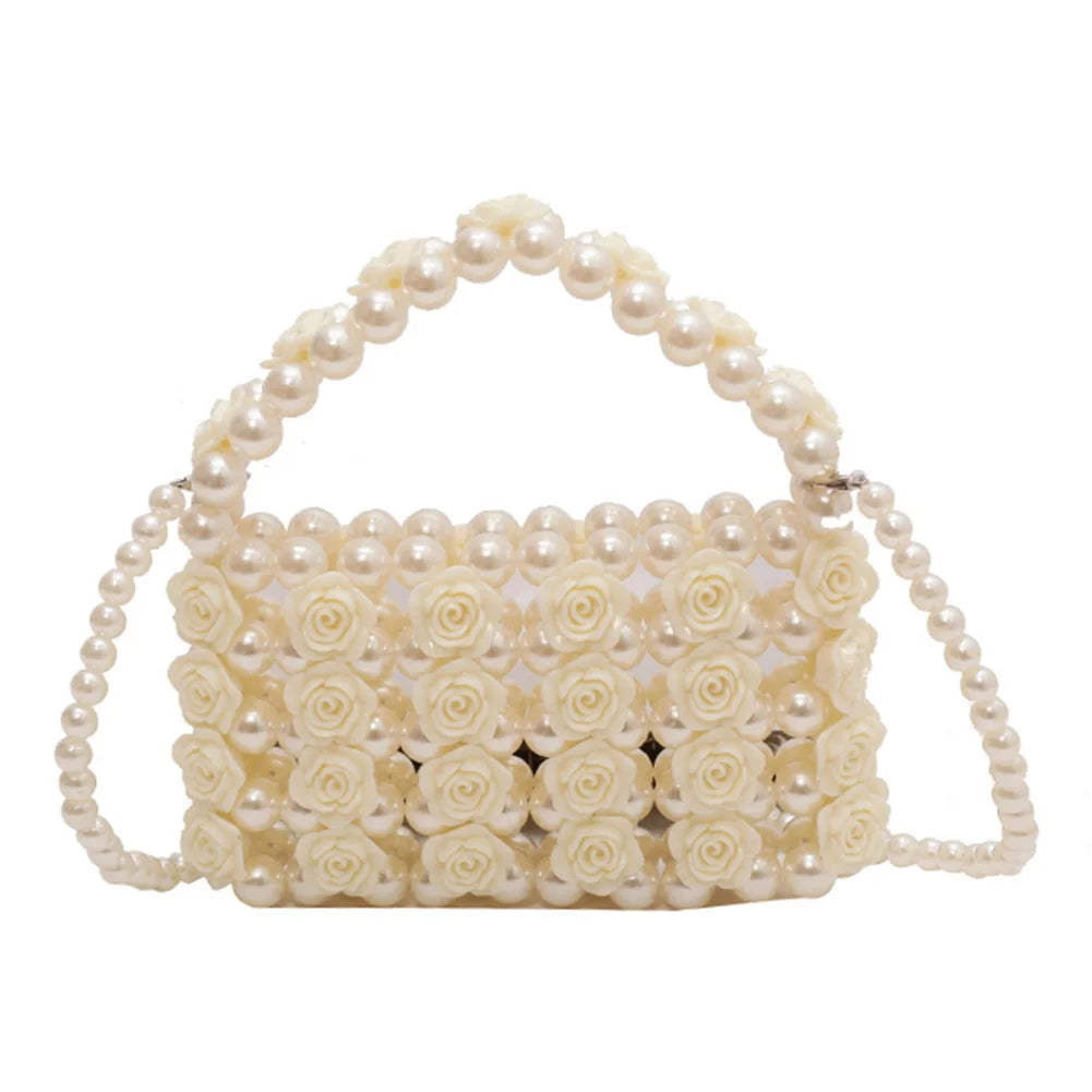 French Pearl Beaded Evening Clutch – Women’s Sweet Crossbody Bag for Weddings, Parties & Elegant Events
