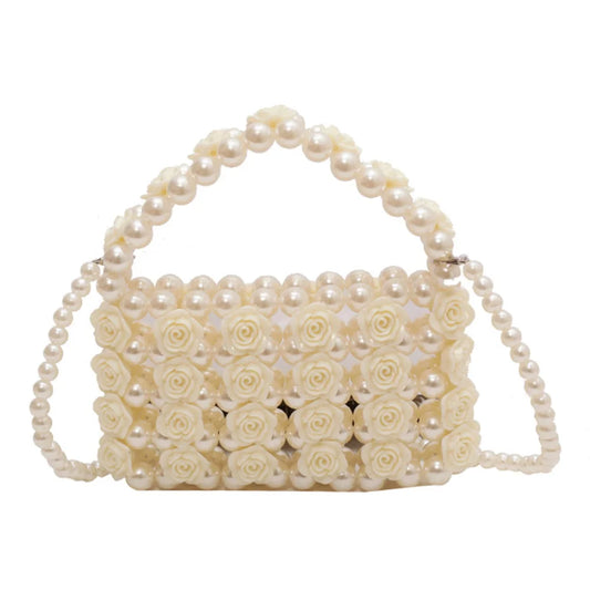 French Pearl Beaded Evening Clutch – Women’s Sweet Crossbody Bag for Weddings, Parties & Elegant Events