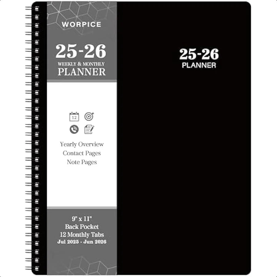 2025–2026 Academic Planner – 9" x 11" Weekly & Monthly Organizer (July 2025–June 2026) with Pocket & Premium Paper 📘