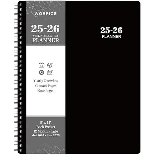 2025–2026 Academic Planner – 9" x 11" Weekly & Monthly Organizer (July 2025–June 2026) with Pocket & Premium Paper 📘