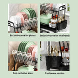 2-Tier Large Dish Drying Rack with Drainboard & Utensil Holders – Kitchen Counter Dish Drainer