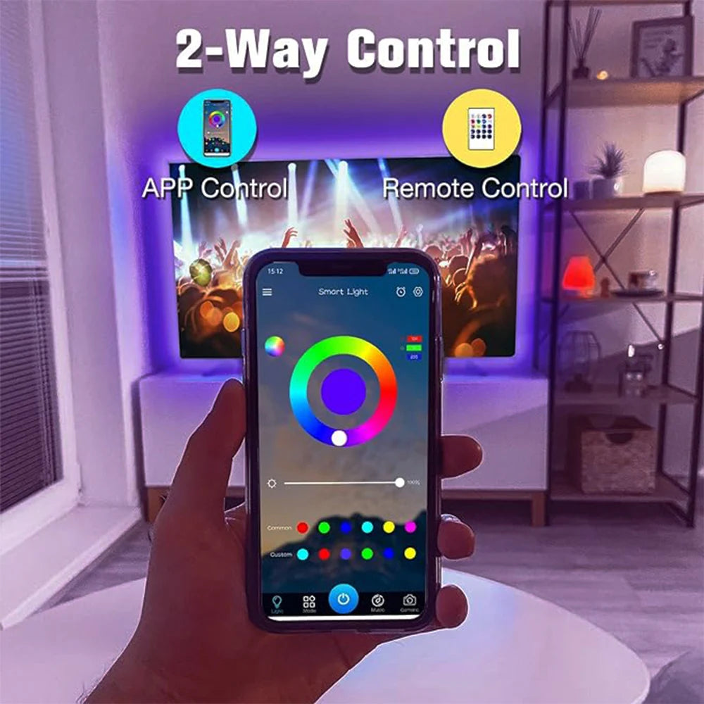 5M/7M TV Backlight LED Strip – Bluetooth App Control & Music Sync RGB Atmosphere Lights for Home Decoration