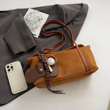 Large Capacity Suede Flap Under-Arm Shoulder Bag – Women’s Retro Solid Tote for Work & Travel