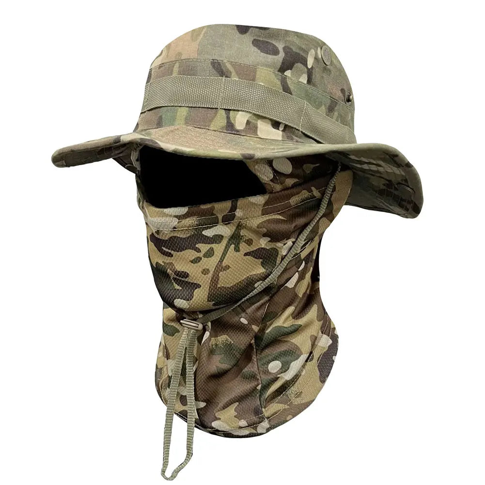 “Sun Hat & Balaclava Full Face Mask Set – Wide Brim Bucket Hat for Sun Protection, Fishing, Hiking & Camping”