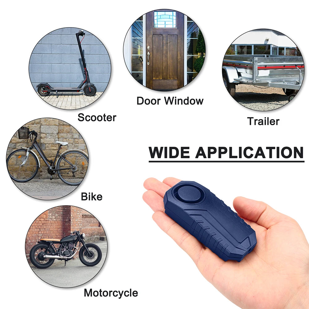 113dB Wireless Bike & Motorcycle Anti-Theft Alarm – Remote Controlled Vibration Sensor Security System for Electric Scooters