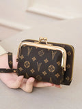 Women’s Retro Accordion Wallet – Fashion Print Short Coin Purse with Money Clip & Wristband