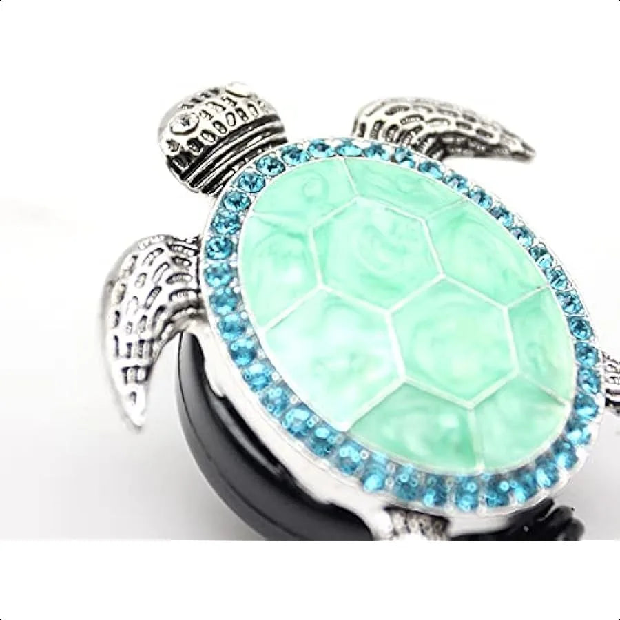 🐢 Aquamarine Enamel Sea Turtle Badge Reel – Retractable ID Card Holder Clip for Nurses, Teachers & Office Staff