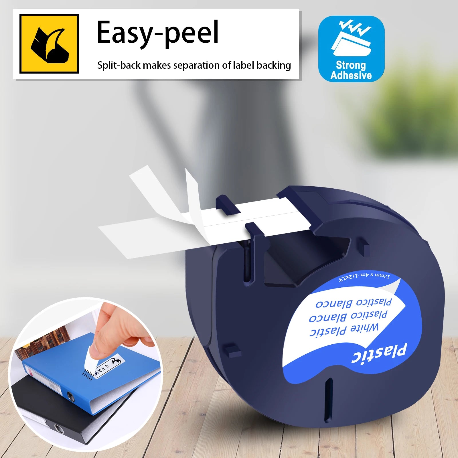 20‑Pack Black-on-White Plastic Label Tape (12 mm) – Compatible with Dymo LetraTag LT‑100H, LT‑100T, P15, Q30 & More
