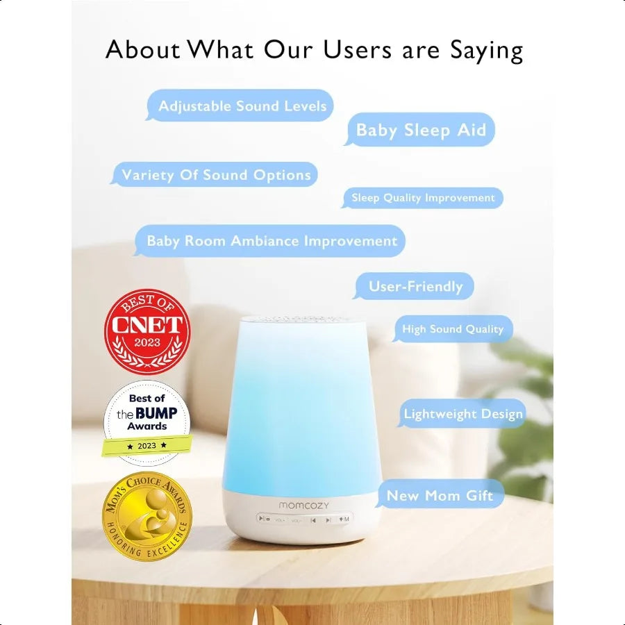 Momcozy Baby White Noise Sound Machine with 34 Soothing Sounds, Night Light & Timer – Toddler Sleep Trainer for Better Sleep