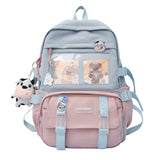 Women’s Fashion Patchwork Canvas Backpack – Contrast Color College Bag | Stylish Daily Leisure Student Knapsack