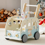 Robotime Robud Wooden Baby Walker – Multifunctional Push-Along Activity Toy with Wheels, Early Learning Gift for Boys & Girls