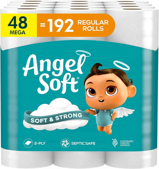 Soft Toilet Paper – Strong & Gentle Tissue, Available in 4, 8, 16 & 48 Mega Rolls (Equivalent to 16, 32, 64 & 192 Regular Rolls)