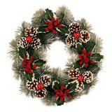 Christmas Hanging Wreath Decoration – Festive PVC Door Décor with Bow, Berries, Santa & Reindeer Design