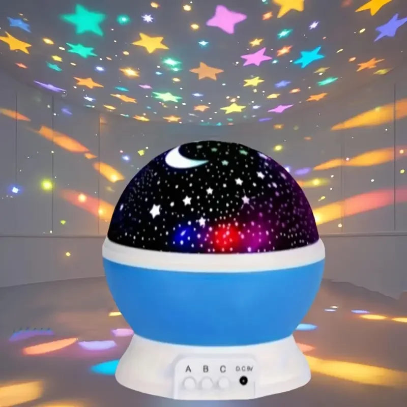 USB Powered Starry Night Light Projector – 360° Rotatable Moon & Stars Lamp with 9 Color Modes for Kids’ Bedroom & Home Decor