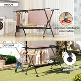 Foldable Clothes Drying Rack with Wheels – Aluminum Alloy Laundry Stand, Indoor & Outdoor Portable Garment Dryer