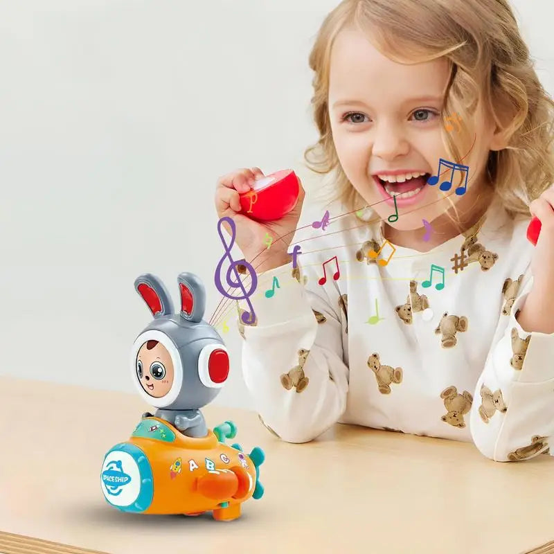 Musical Bunny Toy – Electric Light-Up Rabbit Car with Cute Face Changing Feature, Educational Preschool Toy for Kids