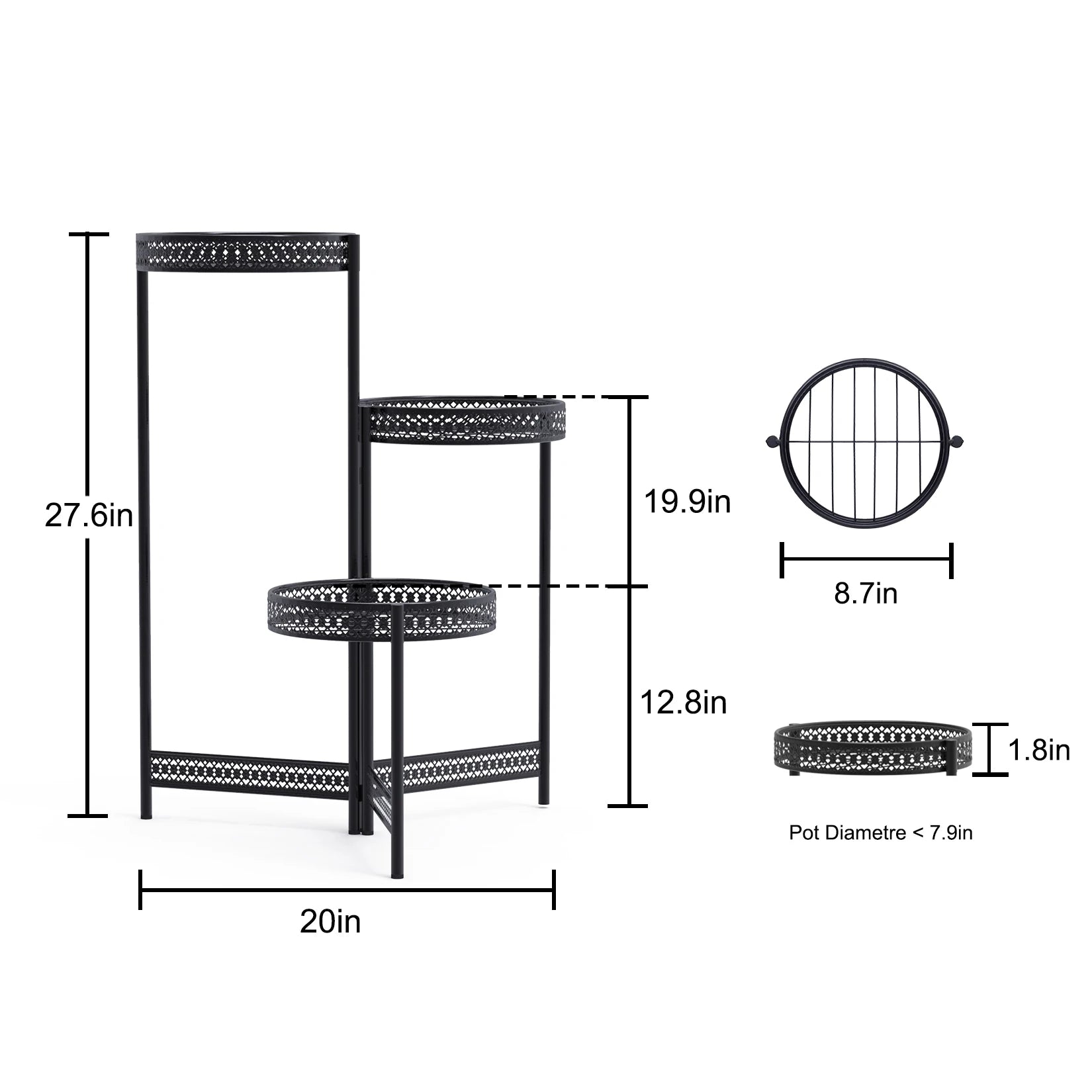 “Metal Flower Pot Rack Plant Stand – 3/4 Tier Garden Planter Corner Shelf for Indoor & Outdoor Storage & Display”
