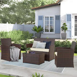 “Patio Furniture Set with Cushions – Outdoor Sofa, Chairs & Tea Table for Garden, Deck & Summer Relaxation”