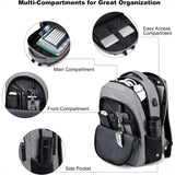 Unisex 15.6" School Laptop Backpack – USB Charging Water-Resistant Bookbag for Teen Boys & Girls | Men & Women Student Daypack