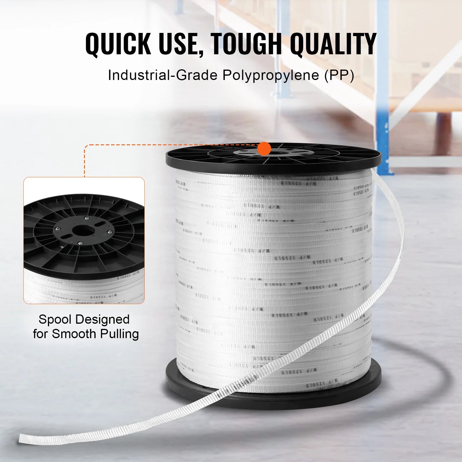 Vevor Polyester Mule Tape – Flat Pulling Webbing, 6000 lbf, 528 ft for Conduit, Packaging & Gardening