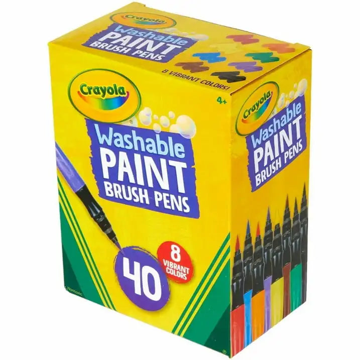 Crayola No-Drip Paint Brush Pens – 4-Pack Assorted Colors Washable Paint Set for Kids & Classrooms 🎨