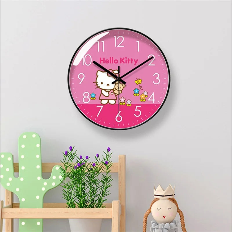 Cute Hello Kitty Wall Clock – Silent Non-Ticking Quartz Clock for Kids’ Bedroom & Nursery | Noiseless Sweep Movement
