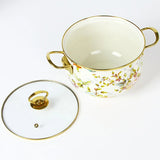 Vintage Deep Flower Cooking Pot with Glass Lid – Nonstick Thick Saucepan with Dual Handles 🍲🌸