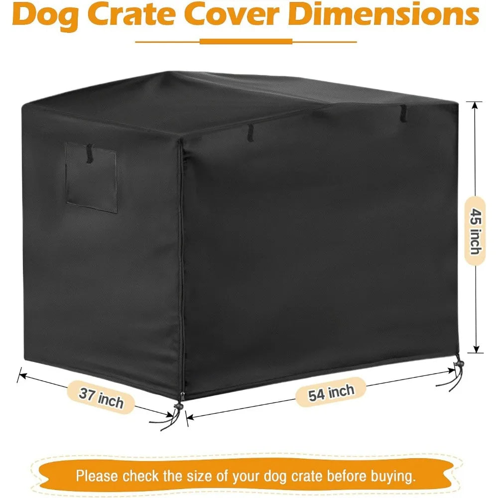 Dog Crate Cover 54" – Heavy Duty 420D Waterproof Pet Kennel Sunshade for Wire Dog Cages (Black)