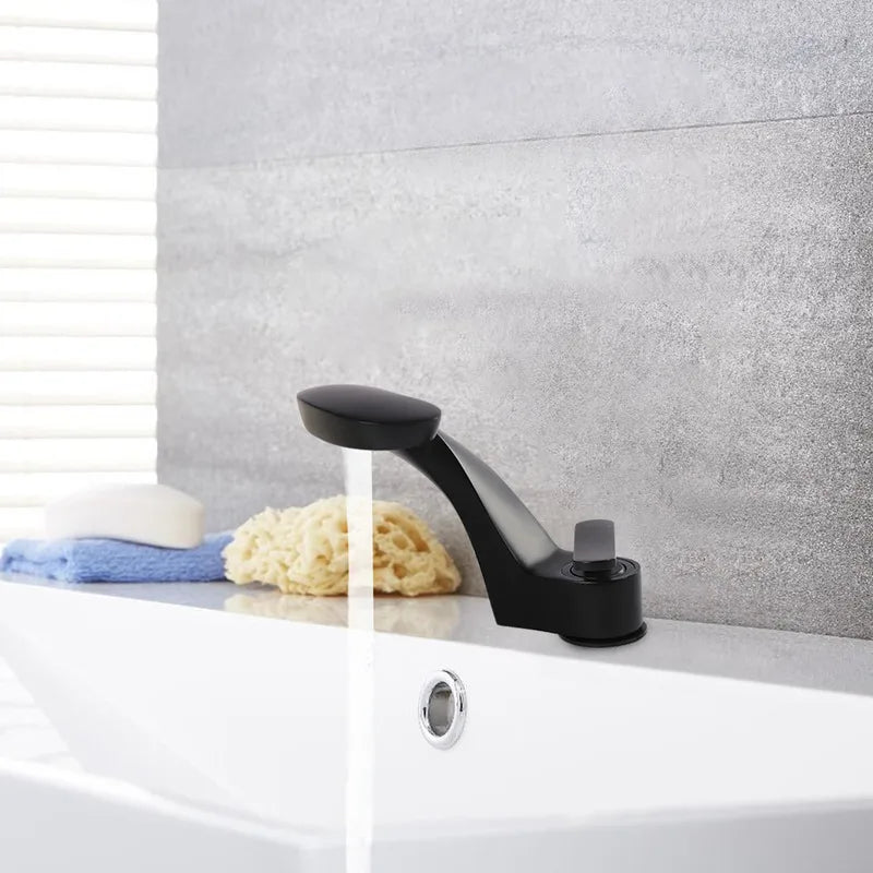 Modern Arc-Shaped Single-Handle Faucet – Matte Black Finish for Bathroom & Kitchen Sink