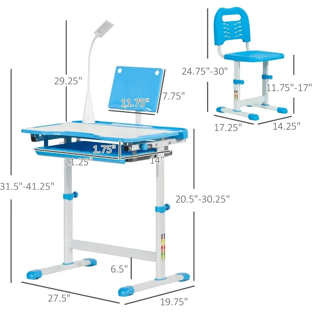 Kids Study Desk & Chair Set – USB Lamp, Storage Drawer, Ideal for Writing, Arts & Crafts 🖍️