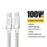 Essager USB-C to USB-C Magnetic Fast Charger Cable – 100W/65W Type-C Data & Charging Wire for iPhone 15, Samsung & Laptops