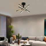 Modern Black LED Semi-Flush Mount Ceiling Light – Stylish Lighting for Corridor, Staircase & Attic