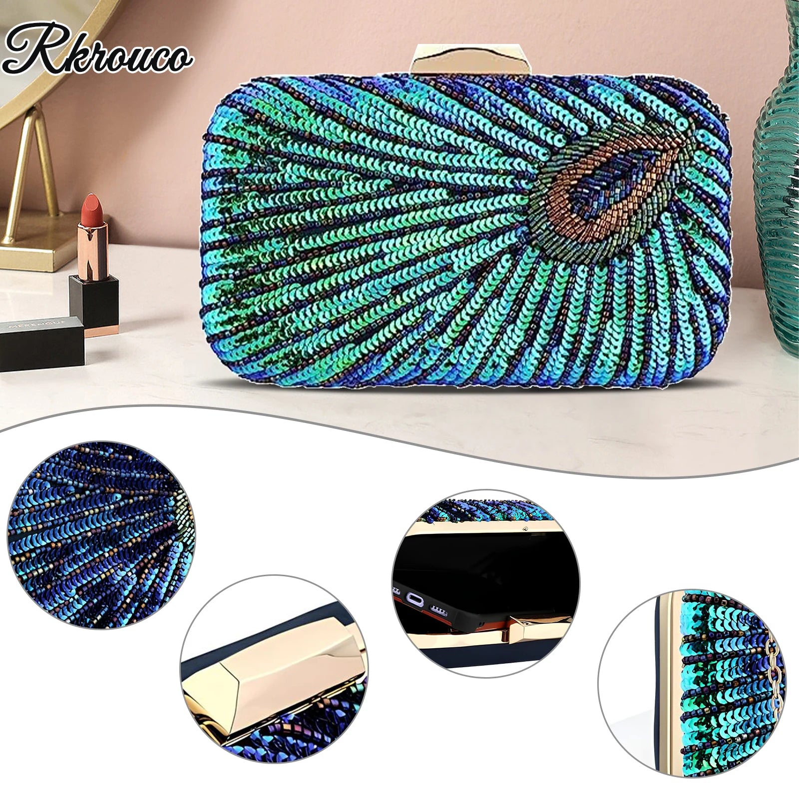 Retro Flicker Evening Banquet Clutch Bag for Women – Chain Crossbody Prom & Party Shoulder Purse