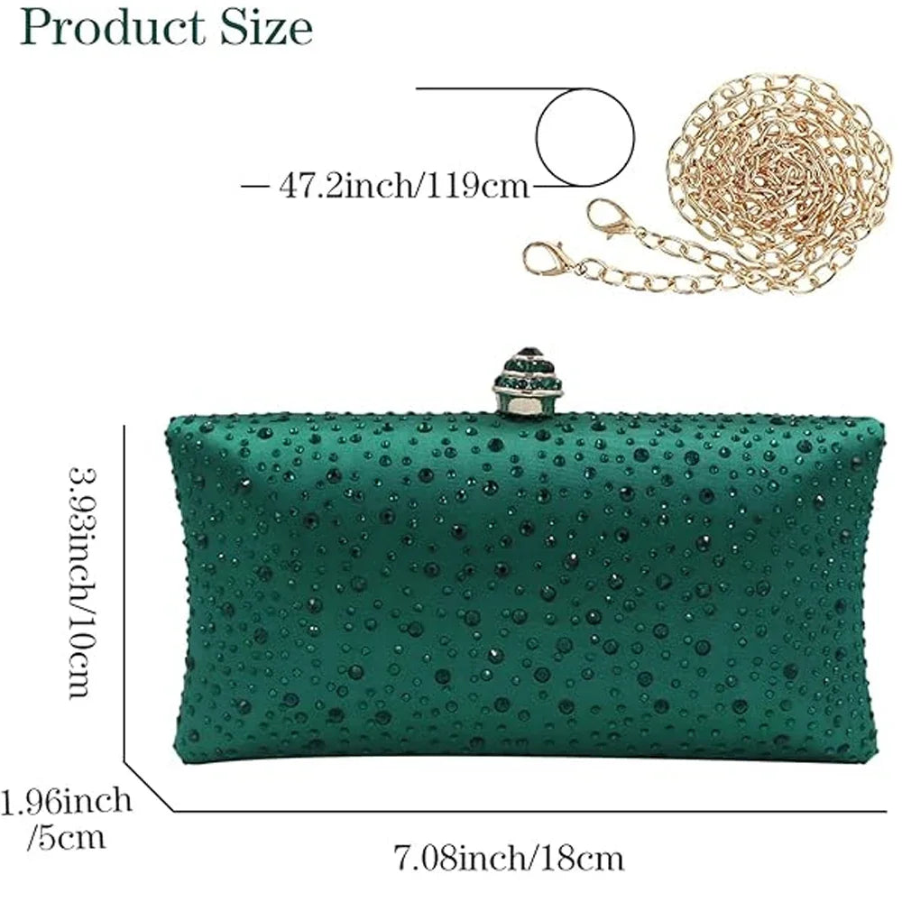 Luxury Rhinestone Chain Clutch Handbag for Women – Party Wedding Shoulder & Crossbody Evening Bag