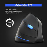 Zelotes F-35A Wireless Vertical Mouse – Ergonomic 6-Button Optical Mouse with USB Receiver, 3 Gears & 2400 DPI Adjustable