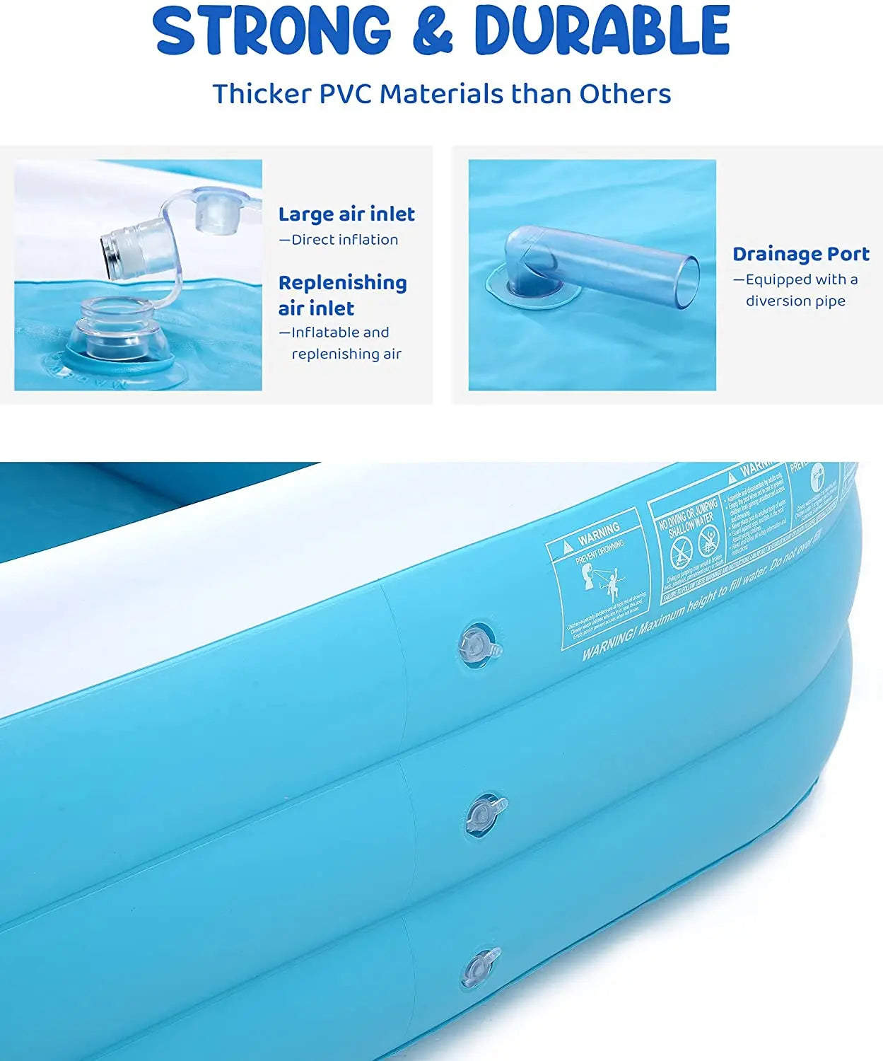 Inflatable Swimming Pool – Large Family Blow-Up Backyard Pool for Easy Outdoor Setup & Summer Fun