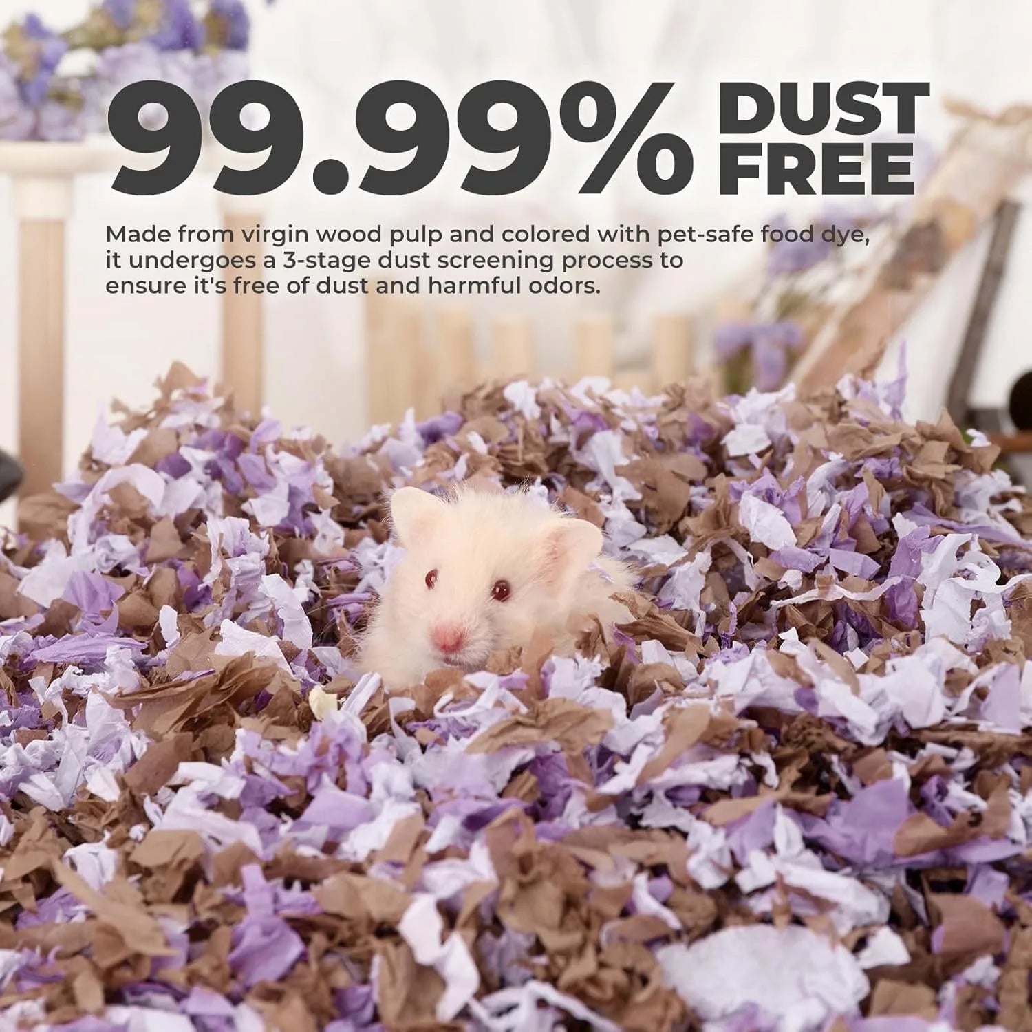 Natural Paper Small Pet Bedding – 23L/50L Dust-Free, Odor Control & Moisture Absorbent Shavings for Hamsters, Rabbits & Guinea Pigs