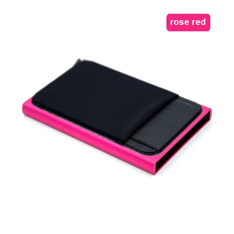 Slim Aluminum RFID Wallet – Automatic Pop-Up Credit Card Holder with Elastic Back Pouch 💳⚡