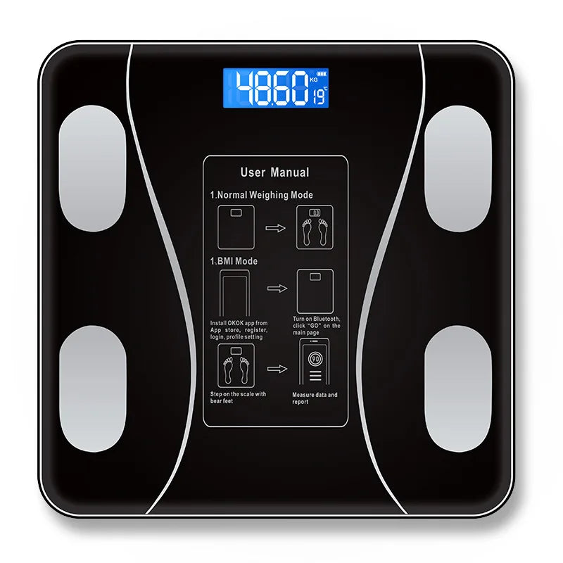 Intelligent USB Rechargeable Wireless Digital Weighing Scale with Bluetooth & LED Display – Body Fat Measurement