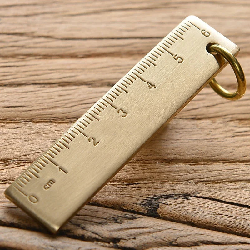 Vintage Brass Straight Ruler – Metal Triangle & Protractor Measuring Tool for Students & Creatives