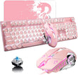 Retro Steampunk Gaming Keyboard & Mouse Combo – Vintage Typewriter Style 104-Key Mechanical Keyboard with White Backlight & Anti-Ghosting