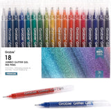 Glitter Gel Pens Set (18 Colors) – Metallic Sparkle Retractable Pens for Coloring & Creative Writing